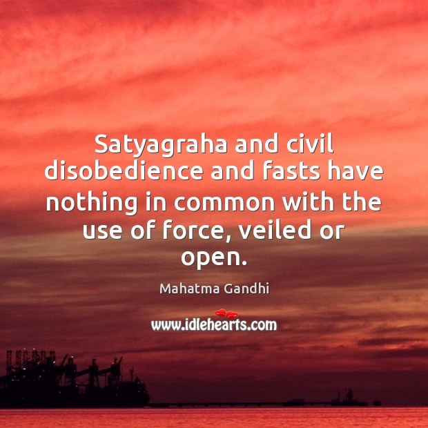 Satyagraha and civil disobedience and fasts have nothing in common with the Image