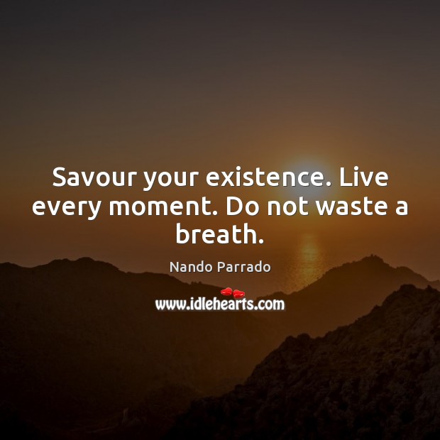Savour your existence. Live every moment. Do not waste a breath. Image