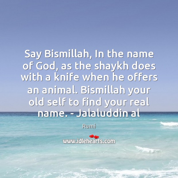 Say Bismillah, In the name of God, as the shaykh does with Image