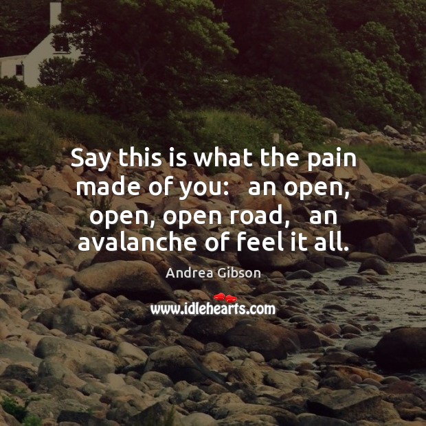Say this is what the pain made of you:   an open, open, Image