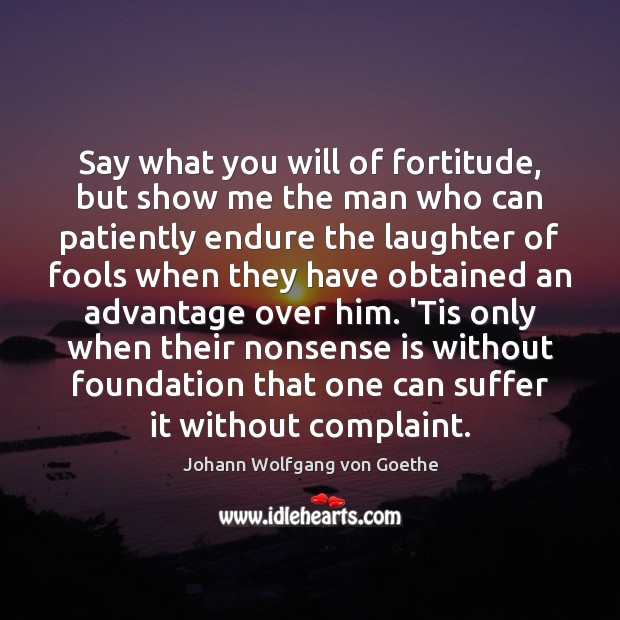 Say what you will of fortitude, but show me the man who Johann Wolfgang von Goethe Picture Quote