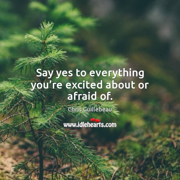 Say yes to everything you’re excited about or afraid of. Chris Guillebeau Picture Quote