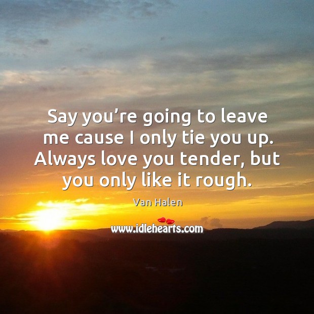 Say you’re going to leave me cause I only tie you up. Always love you tender, but you only like it rough. Van Halen Picture Quote