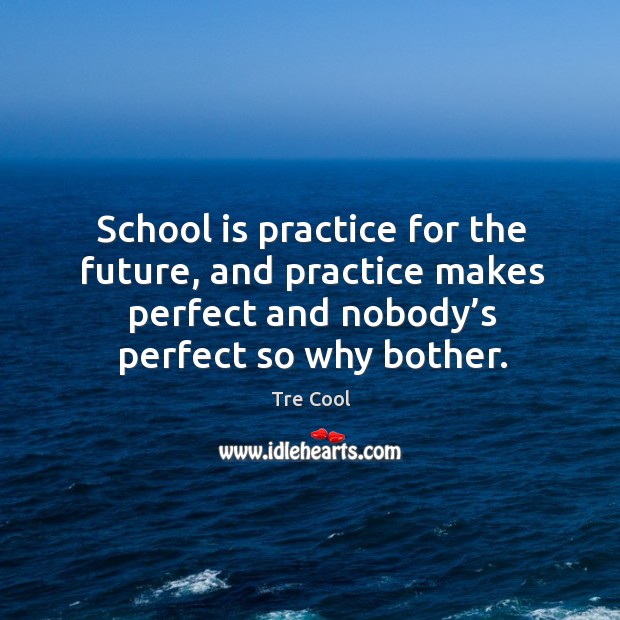 School is practice for the future, and practice makes perfect and nobody’s perfect so why bother. Tre Cool Picture Quote