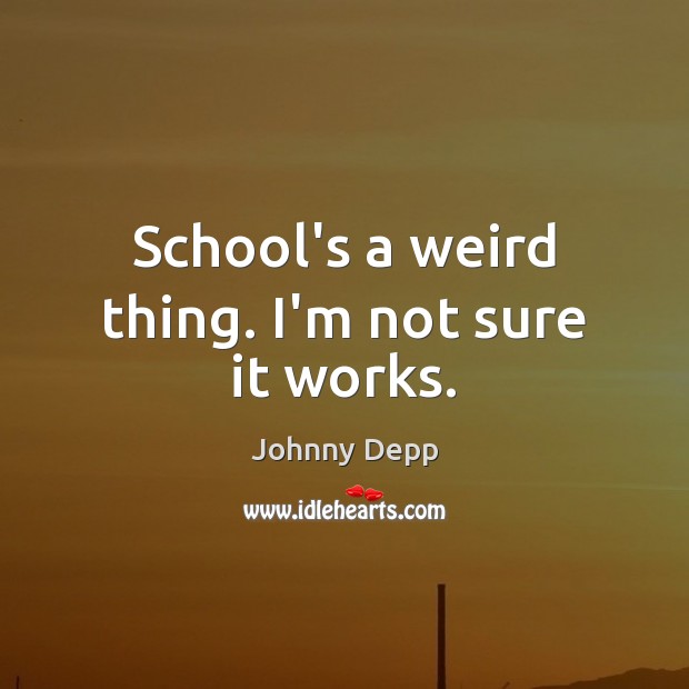 School’s a weird thing. I’m not sure it works. Johnny Depp Picture Quote