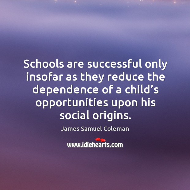 Schools are successful only insofar as they reduce the dependence of a child’s Image