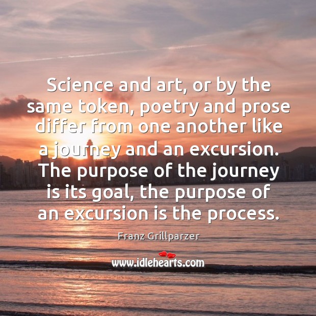 Science and art, or by the same token, poetry and prose differ from one another Franz Grillparzer Picture Quote
