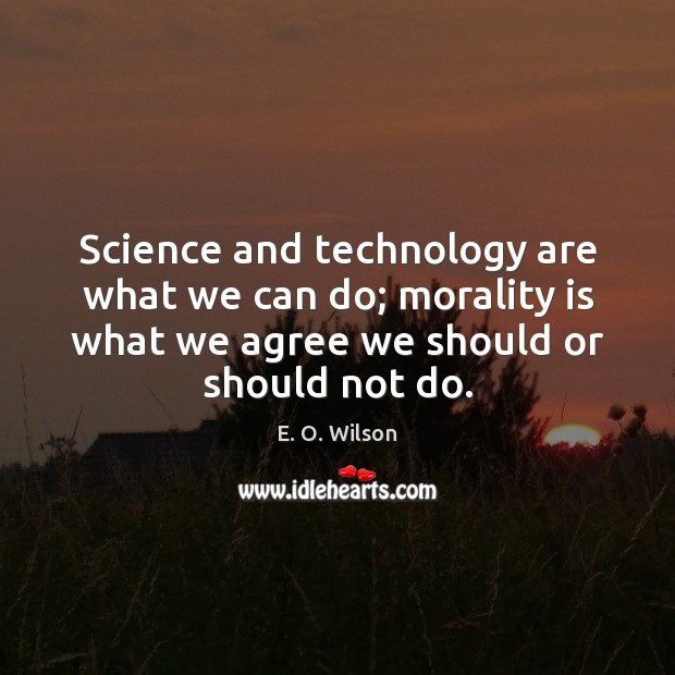 Science and technology are what we can do; morality is what we E. O. Wilson Picture Quote