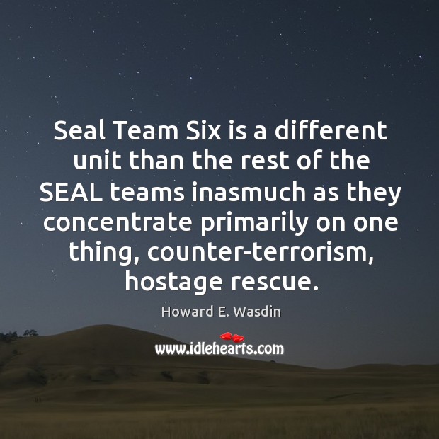 Seal Team Six is a different unit than the rest of the Howard E. Wasdin Picture Quote