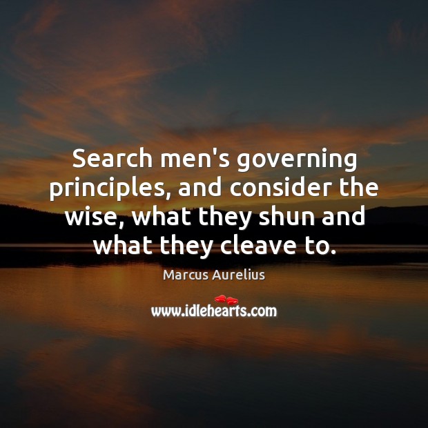 Search men’s governing principles, and consider the wise, what they shun and Marcus Aurelius Picture Quote