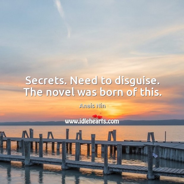 Secrets. Need to disguise. The novel was born of this. Image