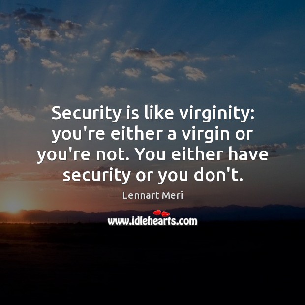 Security is like virginity: you’re either a virgin or you’re not. You Image