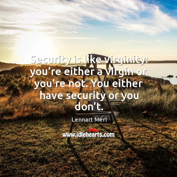 Security is like virginity: you’re either a virgin or you’re not. You either have security or you don’t. Image
