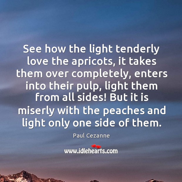 See how the light tenderly love the apricots, it takes them over 