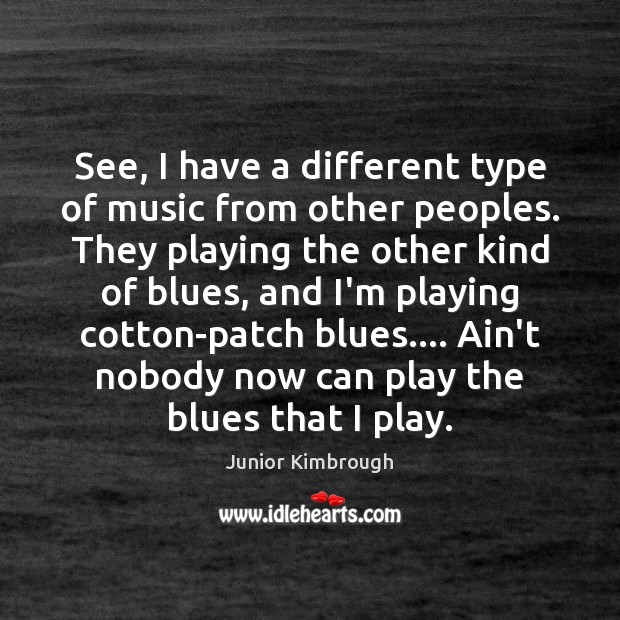 See, I have a different type of music from other peoples. They Junior Kimbrough Picture Quote