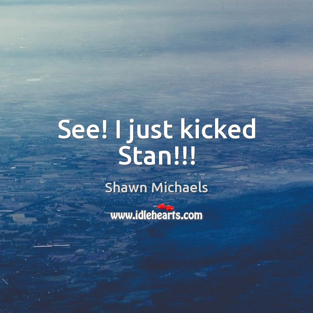 See! I just kicked Stan!!! Shawn Michaels Picture Quote