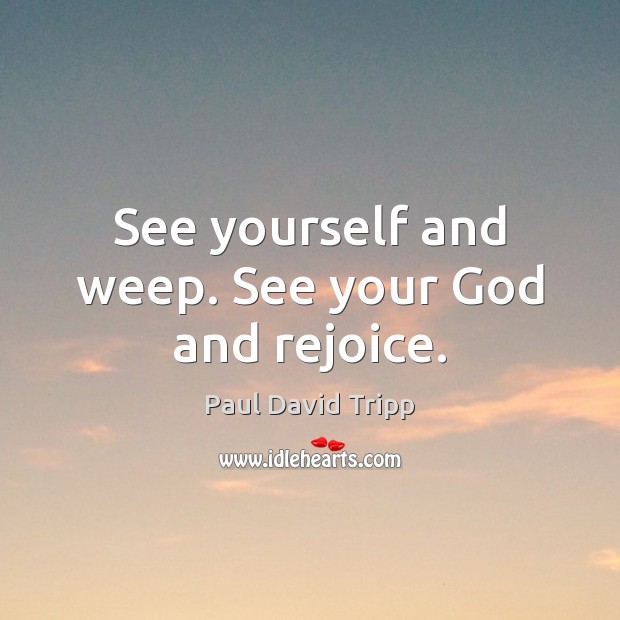 See yourself and weep. See your God and rejoice. Paul David Tripp Picture Quote