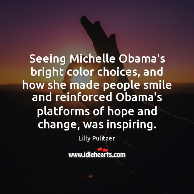 Seeing Michelle Obama’s bright color choices, and how she made people smile Image