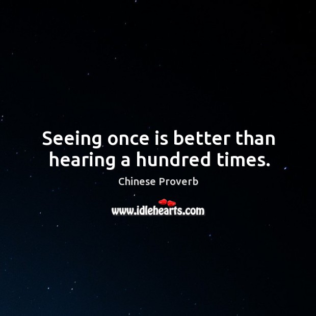 Seeing once is better than hearing a hundred times. Chinese Proverbs Image