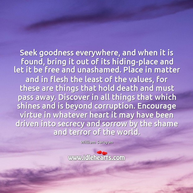 Seek goodness everywhere, and when it is found, bring it out of Image