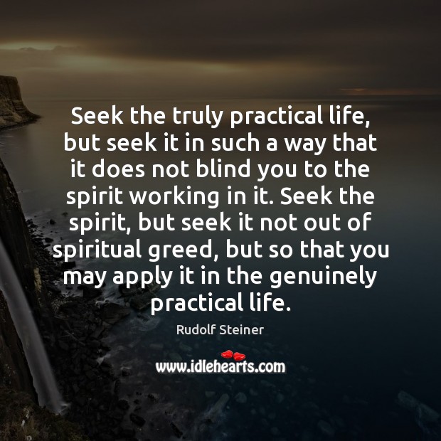 Seek the truly practical life, but seek it in such a way Rudolf Steiner Picture Quote