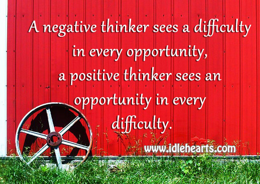 Difference between a positive thinker and a negative thinker Image