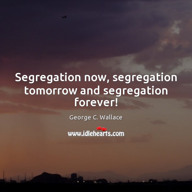 Segregation now, segregation tomorrow and segregation forever! George C. Wallace Picture Quote