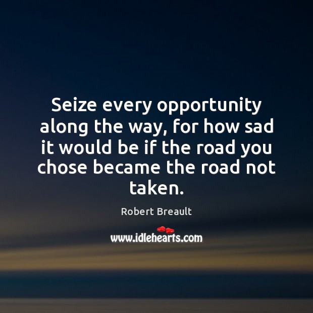 Seize every opportunity along the way, for how sad it would be Robert Breault Picture Quote