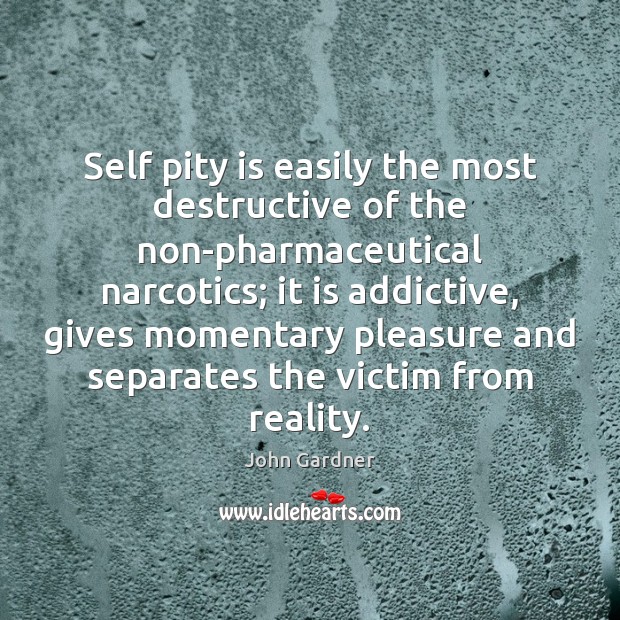 Self pity is easily the most destructive of the non-pharmaceutical narcotics; it John Gardner Picture Quote