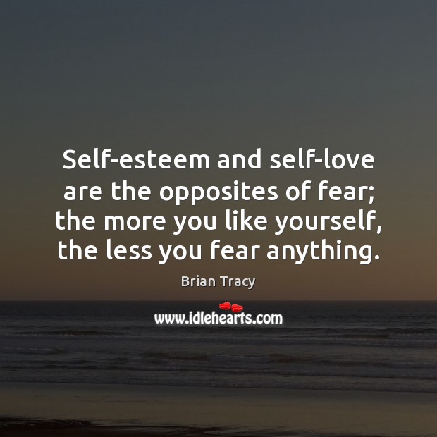 Self-esteem and self-love are the opposites of fear; the more you like Brian Tracy Picture Quote
