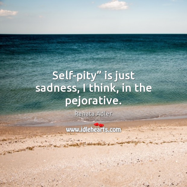 Self-pity” is just sadness, I think, in the pejorative. Renata Adler Picture Quote