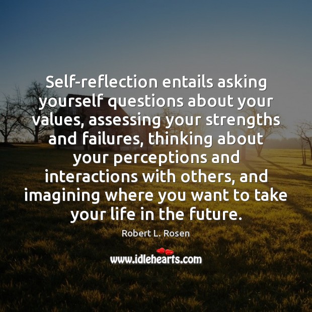 Self-reflection entails asking yourself questions about your values, assessing your strengths and Future Quotes Image