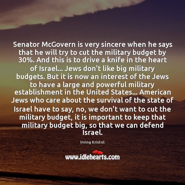 Senator McGovern is very sincere when he says that he will try Image