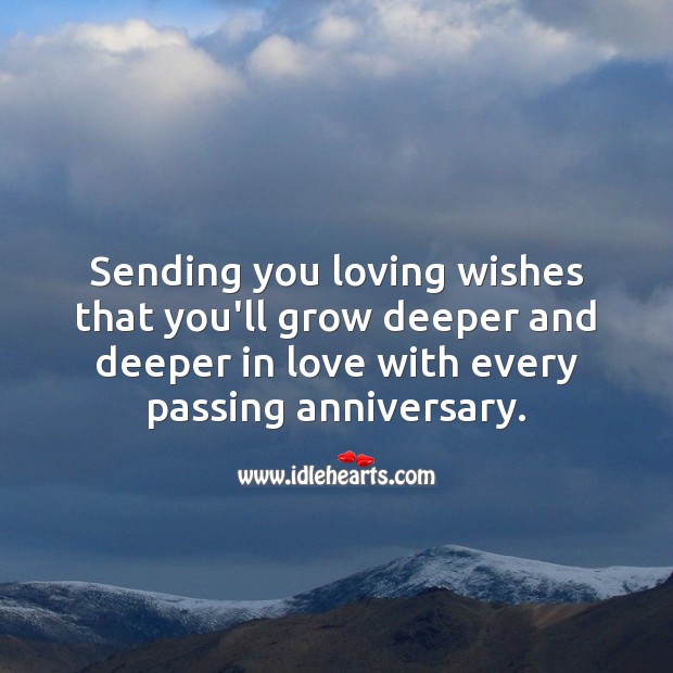 Sending you loving wishes that you’ll grow deeper and deeper in love. Wedding Anniversary Wishes Image