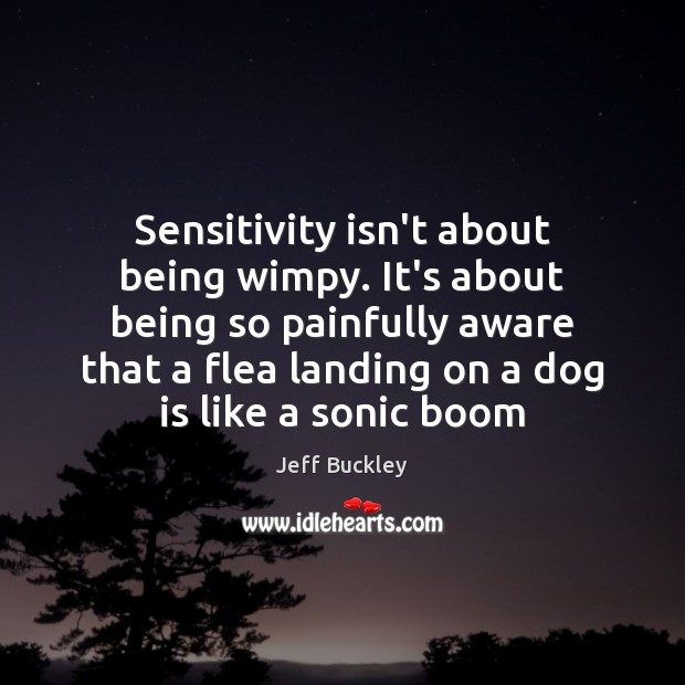 Sensitivity isn’t about being wimpy. It’s about being so painfully aware that Jeff Buckley Picture Quote