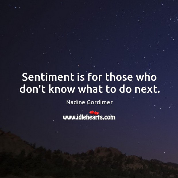 Sentiment is for those who don’t know what to do next. Image