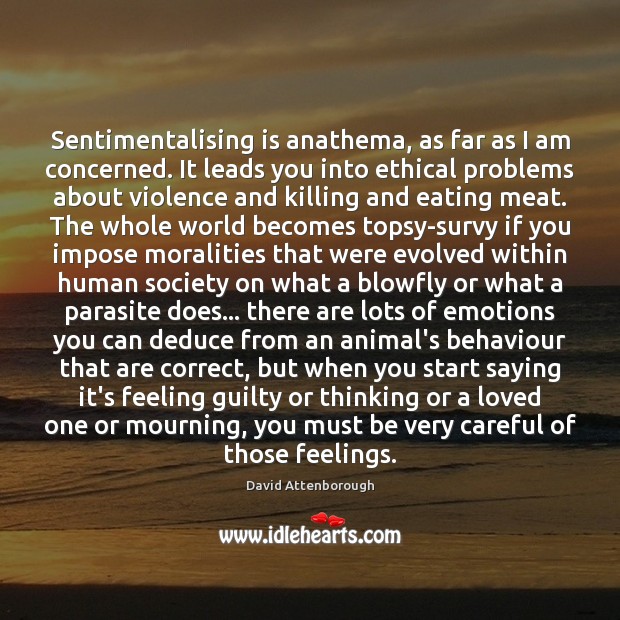 Sentimentalising is anathema, as far as I am concerned. It leads you Image