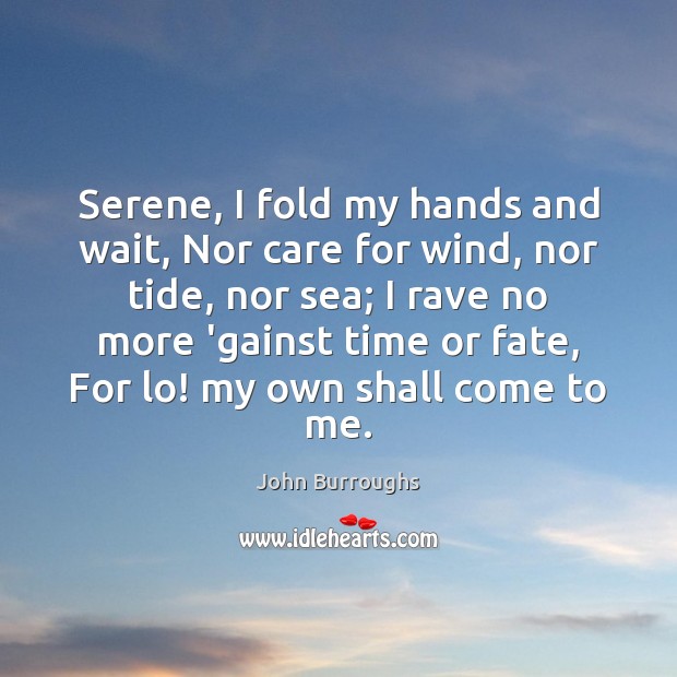 Serene, I fold my hands and wait, Nor care for wind, nor Image