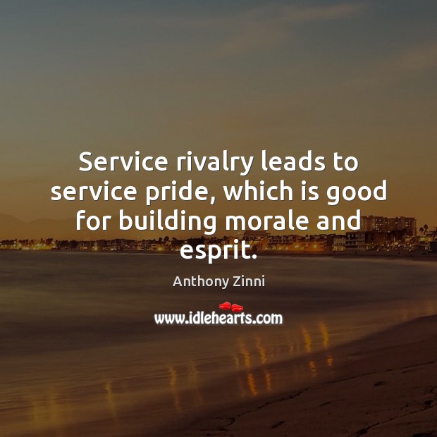 Service rivalry leads to service pride, which is good for building morale and esprit. Anthony Zinni Picture Quote