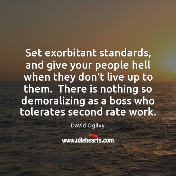 Set exorbitant standards, and give your people hell when they don’t live David Ogilvy Picture Quote