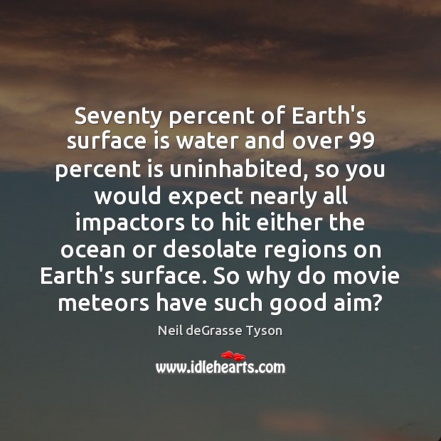 Seventy percent of Earth’s surface is water and over 99 percent is uninhabited, Image