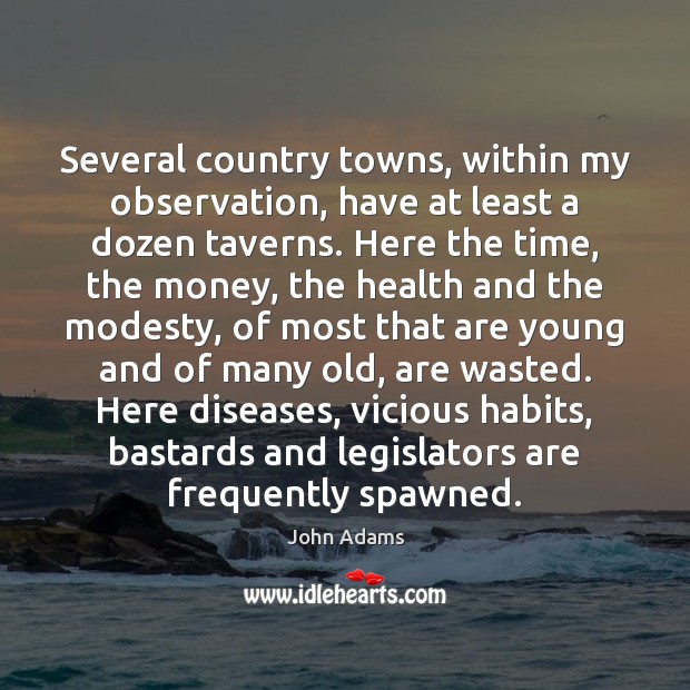 Several country towns, within my observation, have at least a dozen taverns. John Adams Picture Quote