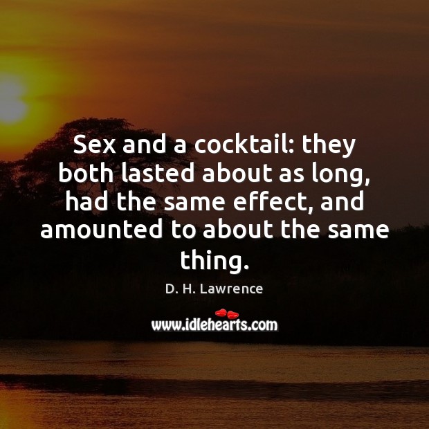 Sex and a cocktail: they both lasted about as long, had the Image