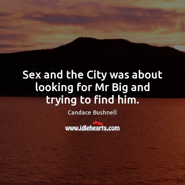 Sex and the City was about looking for Mr Big and trying to find him. Candace Bushnell Picture Quote