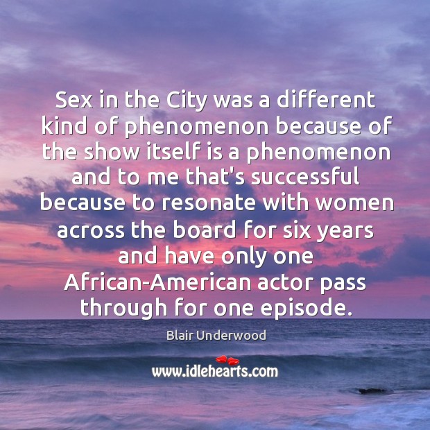 Sex in the City was a different kind of phenomenon because of Blair Underwood Picture Quote