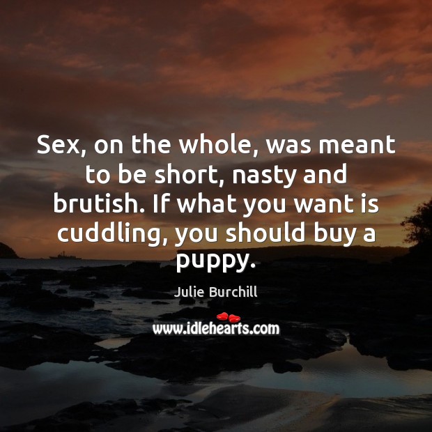 Sex, on the whole, was meant to be short, nasty and brutish. 