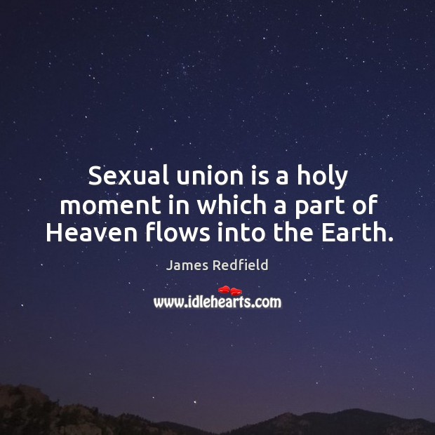 Sexual union is a holy moment in which a part of Heaven flows into the Earth. Union Quotes Image