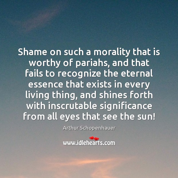 Shame on such a morality that is worthy of pariahs, and that Arthur Schopenhauer Picture Quote