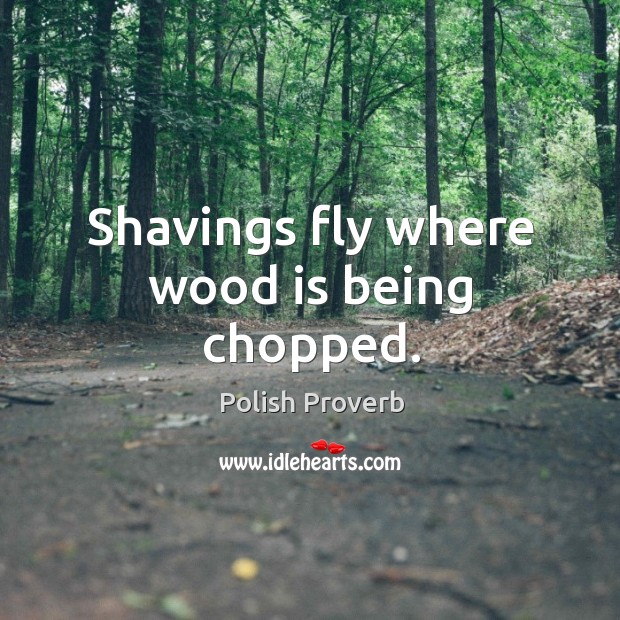 Shavings fly where wood is being chopped. Polish Proverbs Image