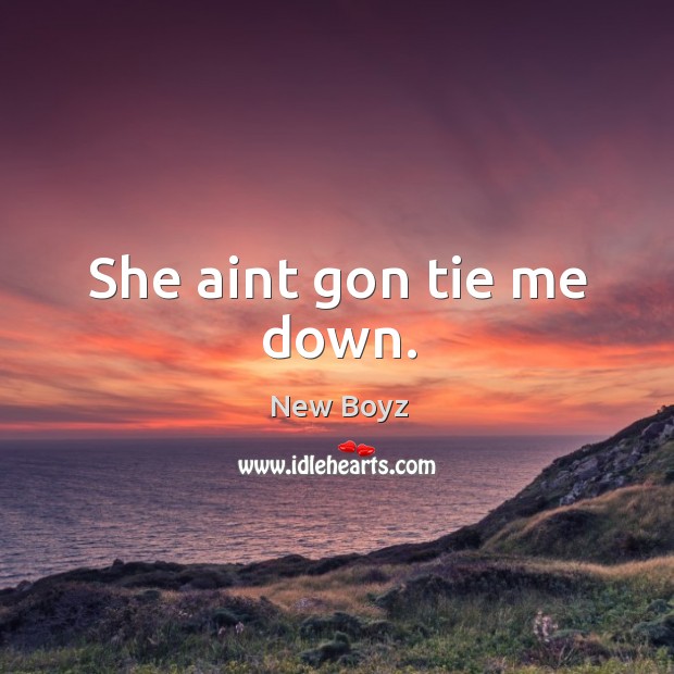 She aint gon tie me down. New Boyz Picture Quote